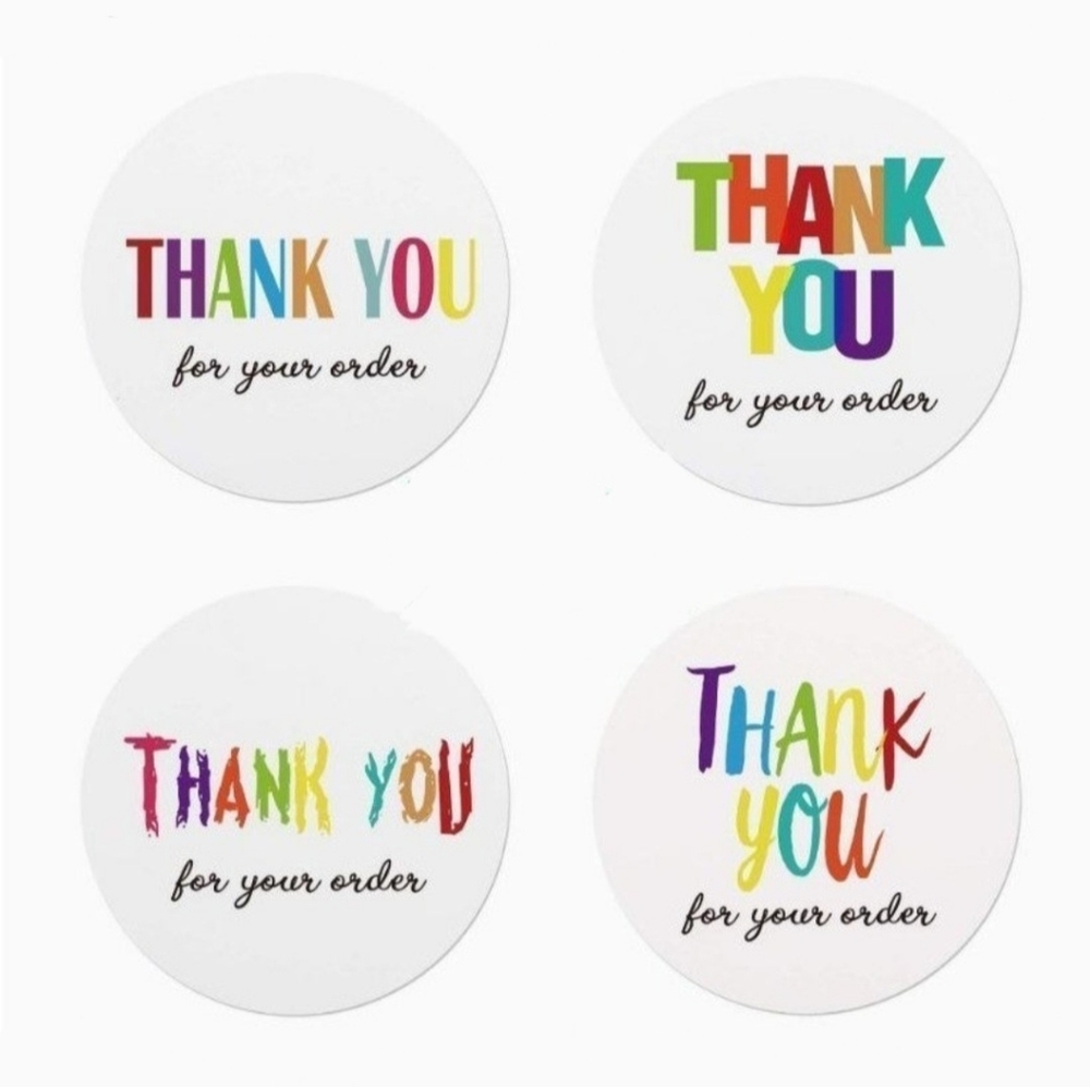 50 THANK YOU FOR YOUR ORDER Stickers 4 Designs 2"